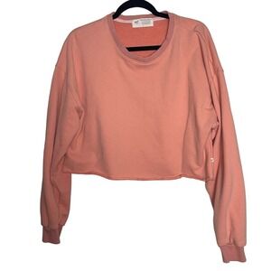 Minimalist Folk Co Coral Orange Cropped Pullover Sweater Size Large